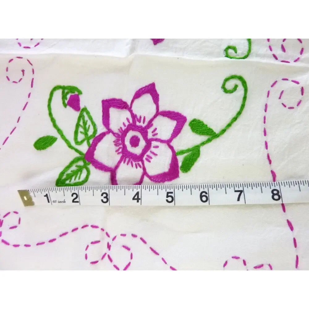 Vintage Embroidered Placemats Large Napkins Set of 2 Pear and Flower 60's 70's